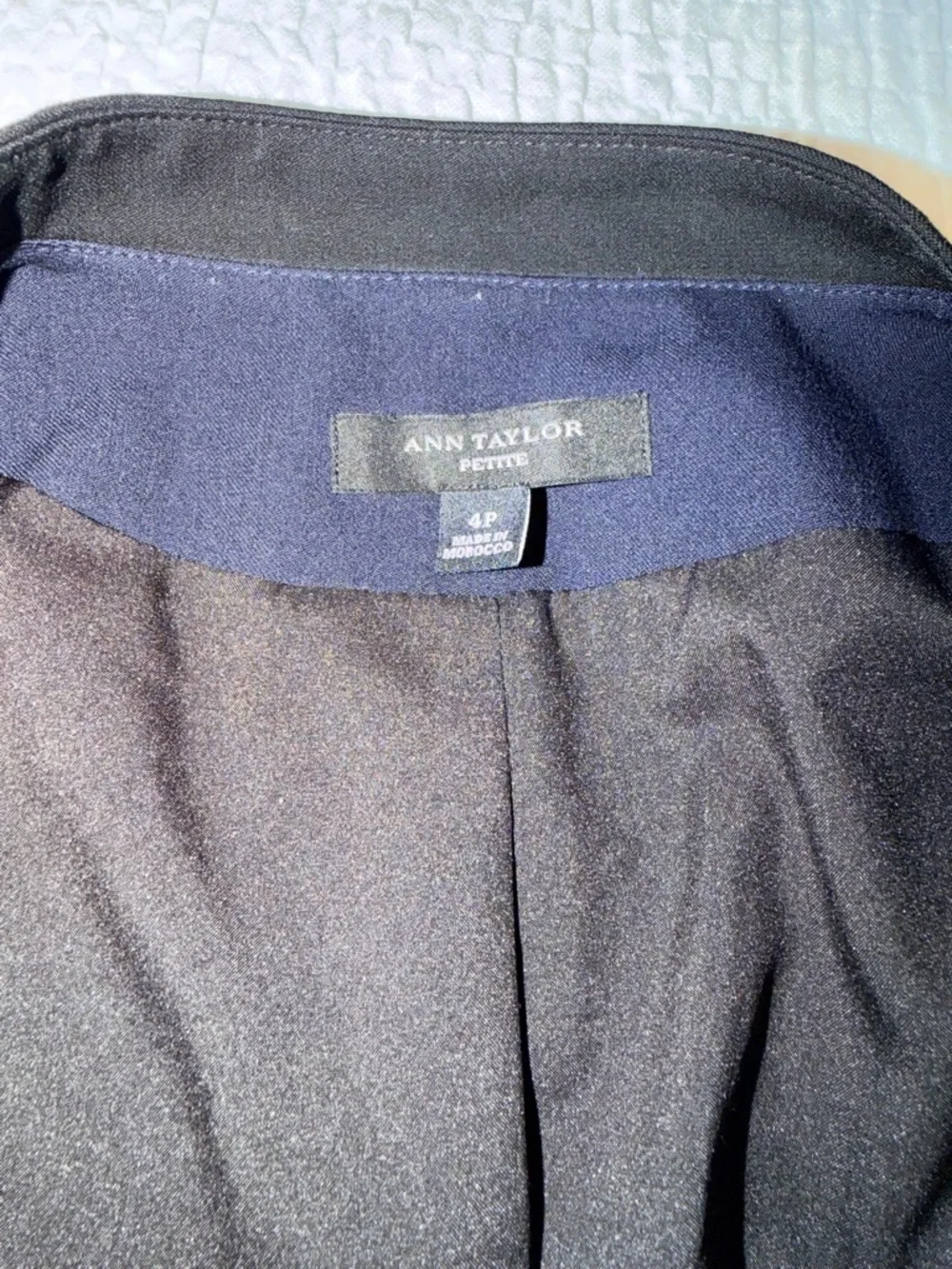 Ann Taylor Navy Blazer with Black Contrast Trim
